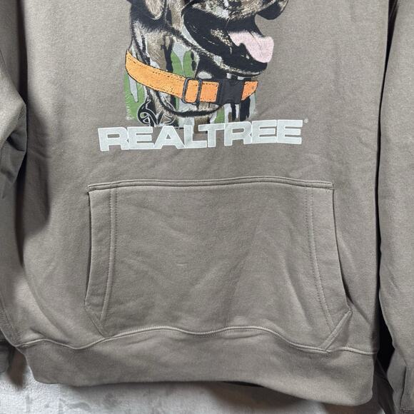 Realtree Hoodie NEW Mens Sz XL Pullover Hunting Outdoor Taupe Hunting Dog - Picture 4 of 11